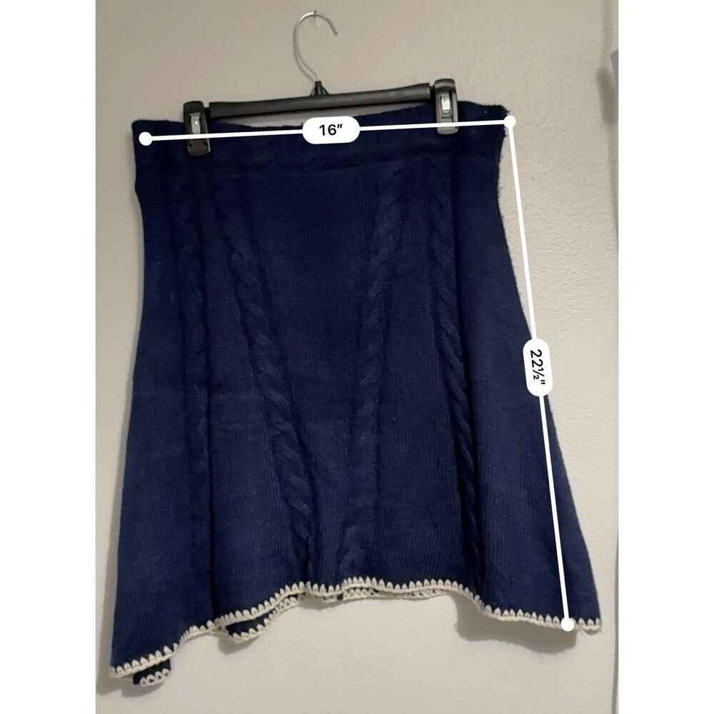 Anthropologie Nick & Mo Women's Cable Knit Skirt Blue Size L boho hippie earthy - Picture 2 of 6